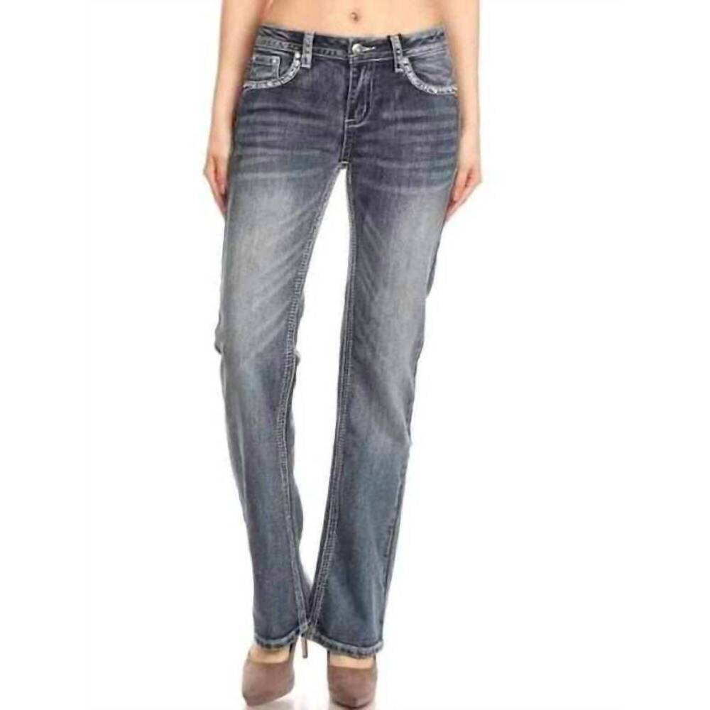NEW BUS STOP skull darling jeans in medium wash